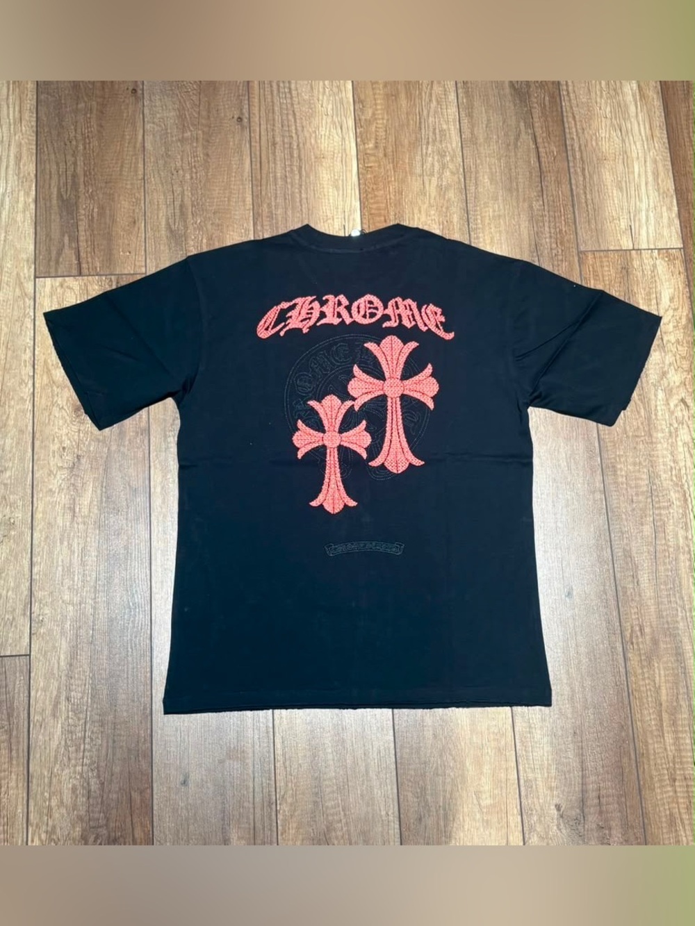 Chrome Hearts Black Tee Shirt with Red Crosses Mens Size Large Brand New